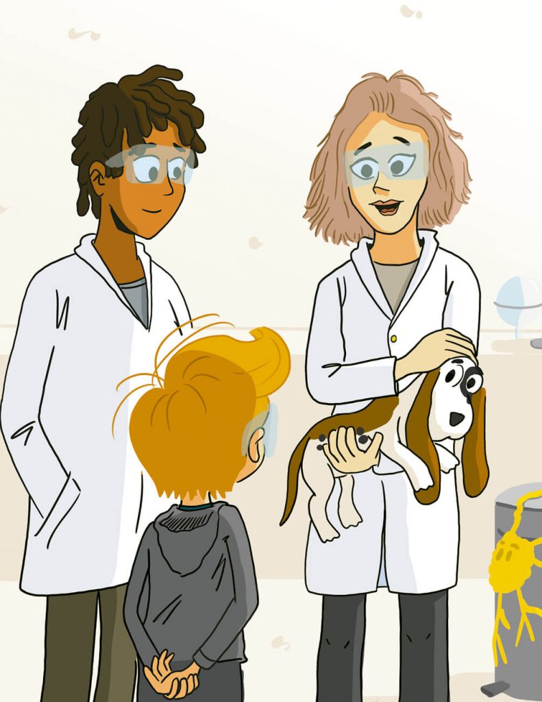 Personnages pour enfant - Illustration discussion avec les scientifiques