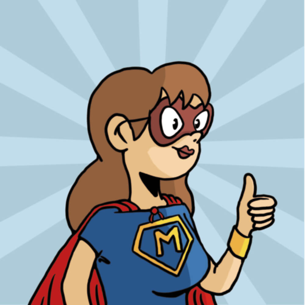 Carte du jeu de mémoire illustrée avec super maman