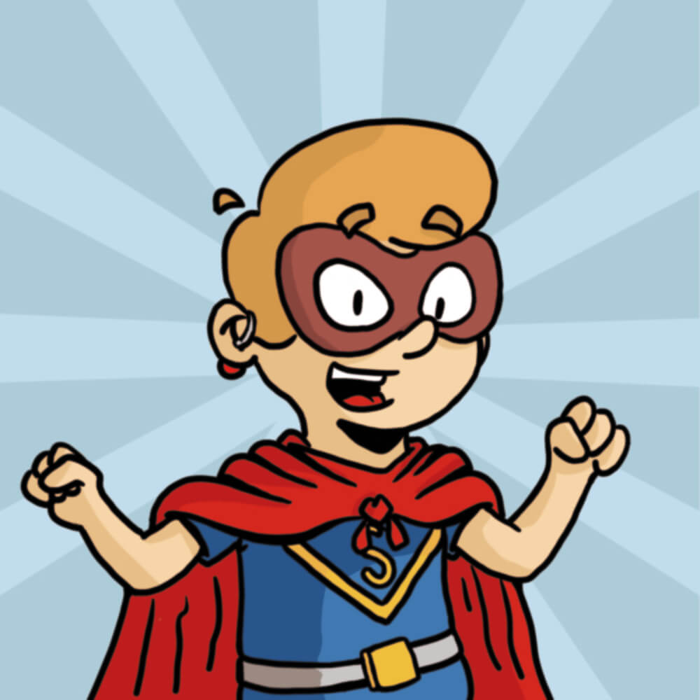 Carte du jeu de mémo illustrée avec Super héros Sacha