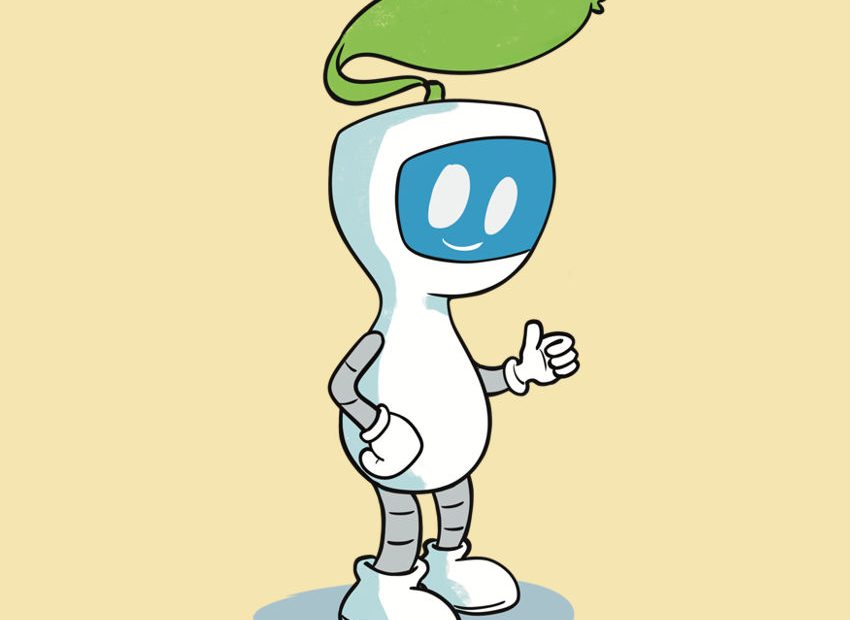Mascotte robot plante animée
