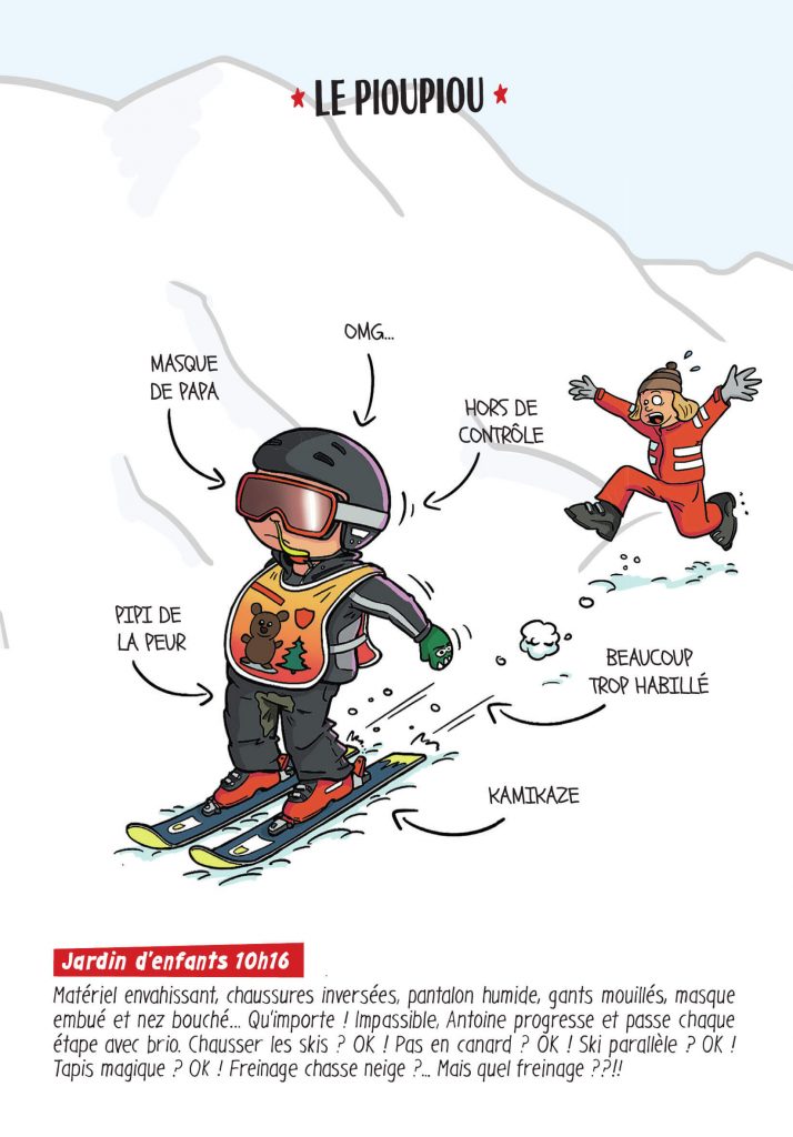 Illustration BD humour sur le ski - Le pioupiou