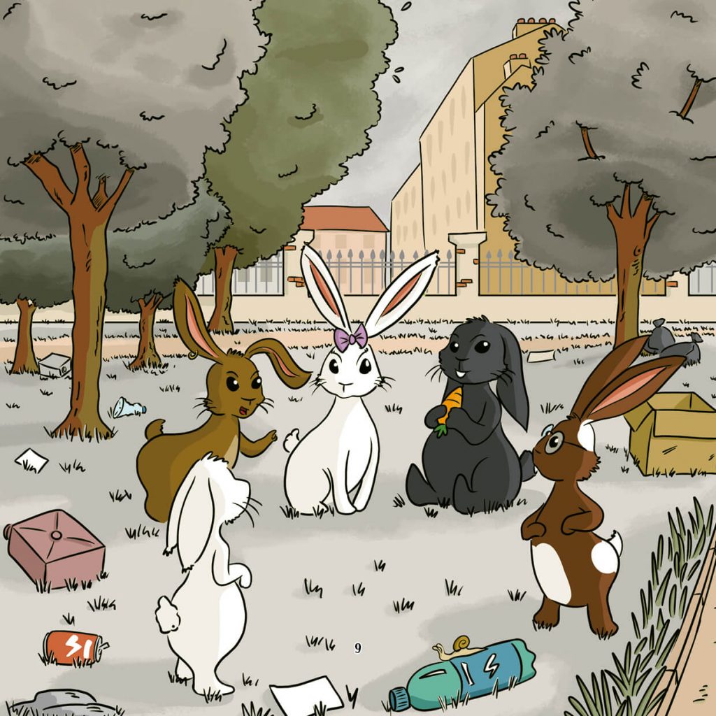 Illustration jeunesse - les lapins discutent