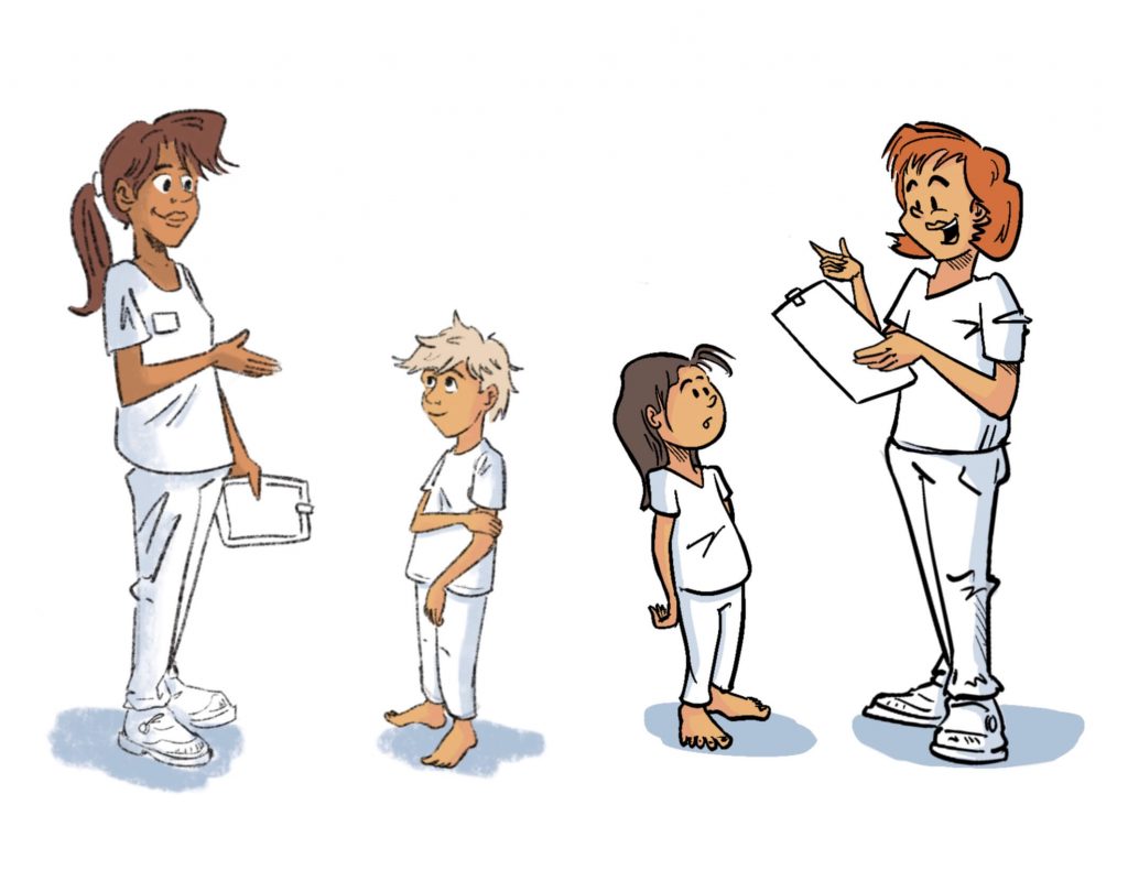 Illustration médicale des personnages du poster BD