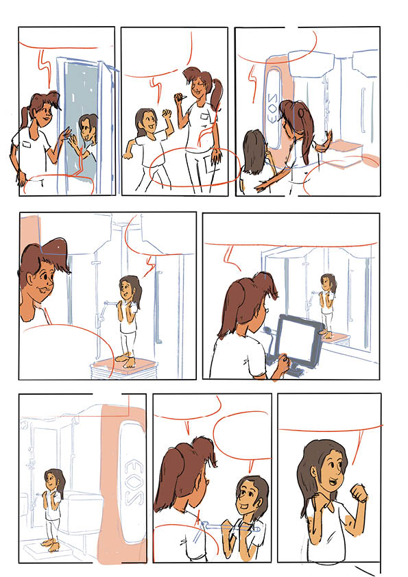 Recherche graphique Poster éducatif enfant scoliose avec personnages et machine