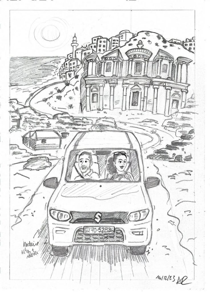 Crayonné préparatoire de l’illustration à offrir, dessin à la main pour carte personnalisée