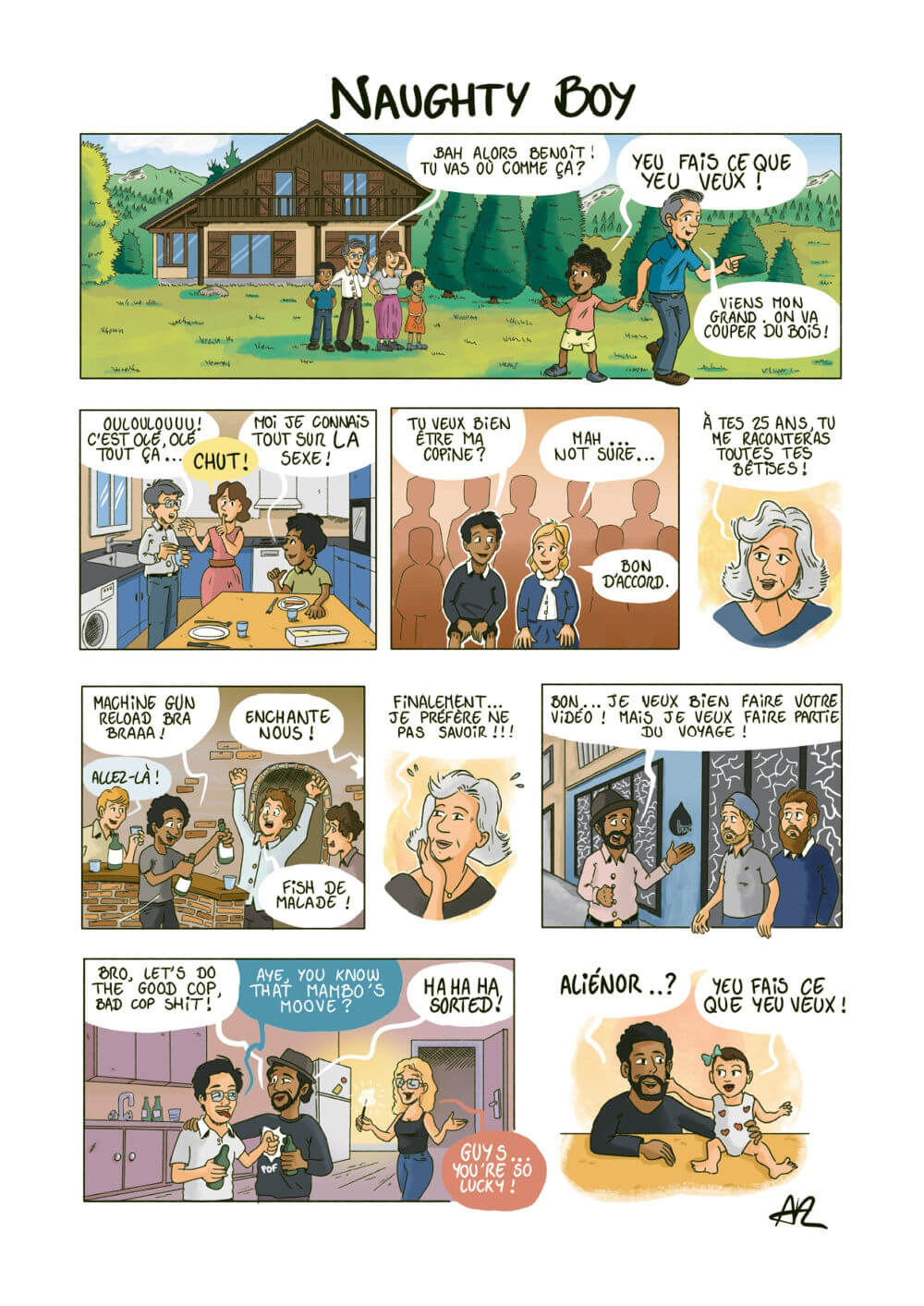 Planche personnalisée de bande dessinée moments de vie racontant l’histoire illustrée de Benoît