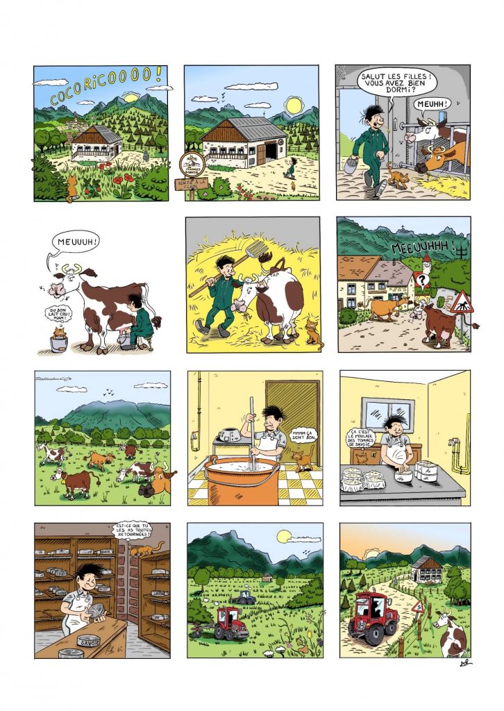 BD pédagogique - Journée d'un éleveur de vaches - Bande dessinée pédagogique de communication