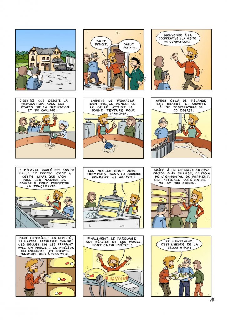 bande dessinée pédagogique de communication - La fabrication de l'émental de Savoie