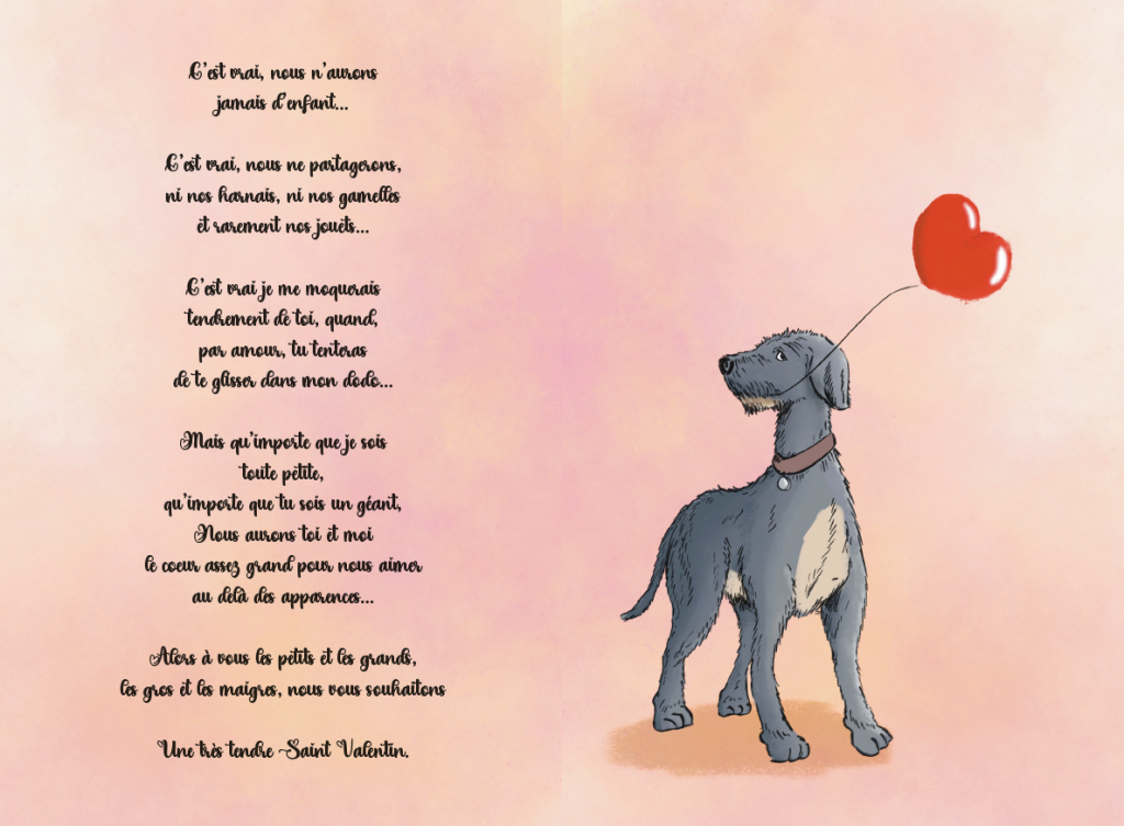 Carte Saint Valentin illustrée intérieure