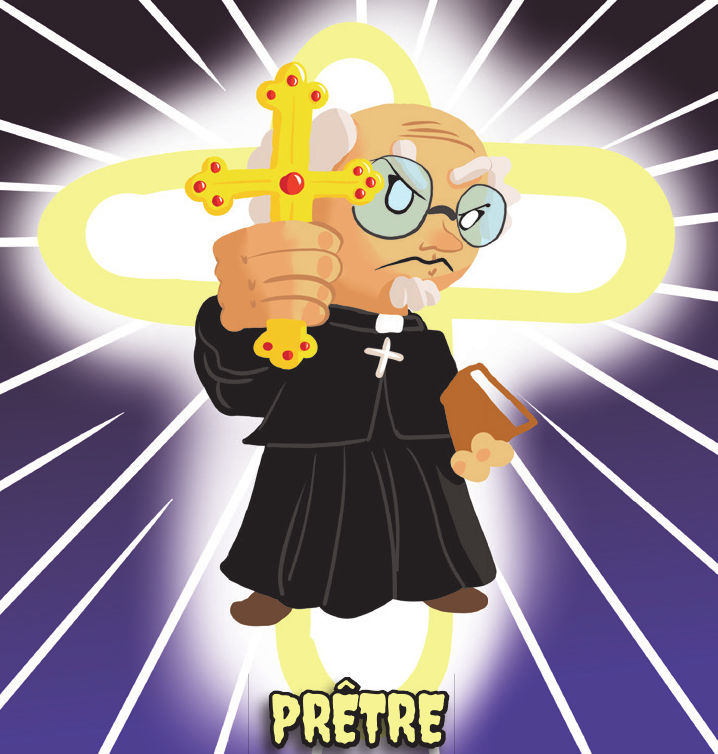 Carte de jeu dessinée halloween - Le prêtre
