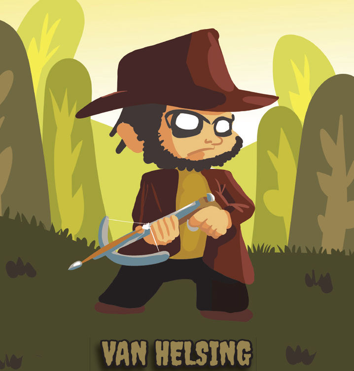 Carte de jeu illustrée halloween - Le chasseur