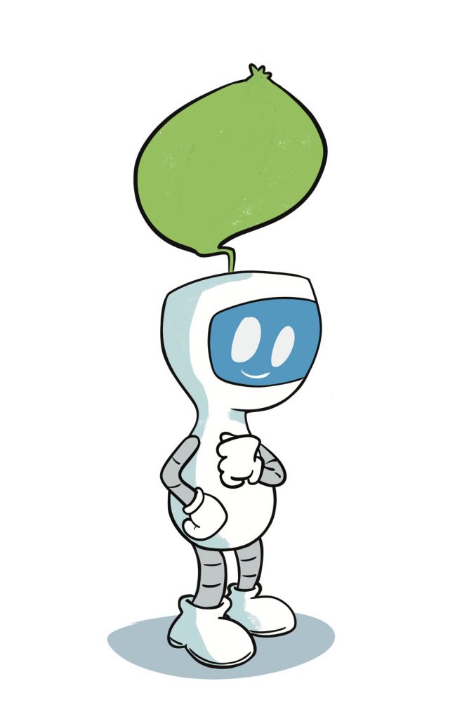 Dessin mascotte robot plante