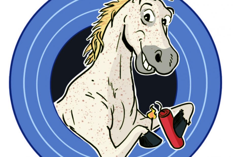 Illustration cheval blason explosif