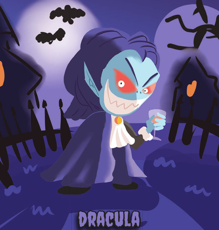 Illustration de carte de jeu pour halloween - Le vampire