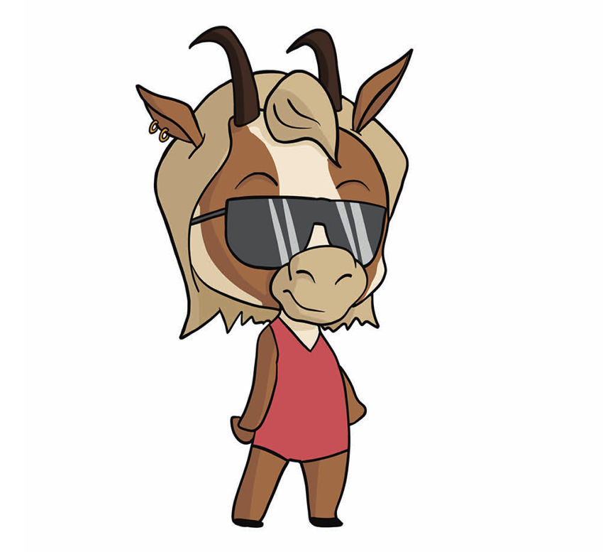 Illustration mascotte petit chamois maillot de bain