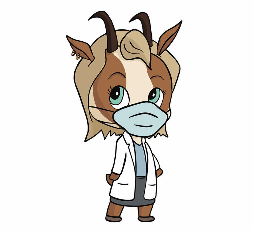 Illustration mascotte petit chamois médecin