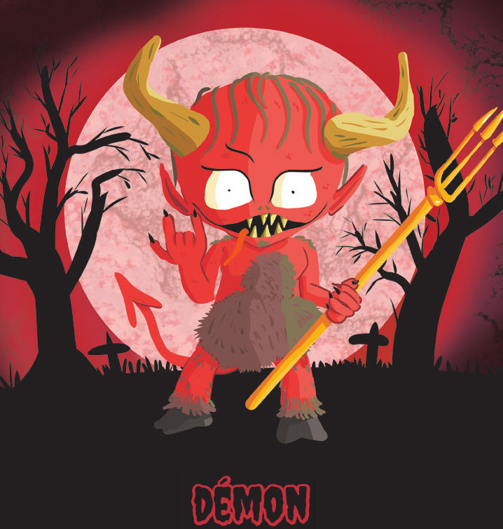 Illustrations de cartes de jeu pour halloween - Le démon