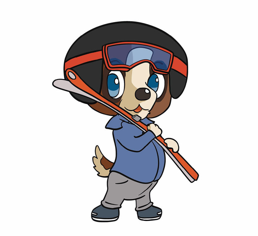 Mascotte Saint Bernard au ski