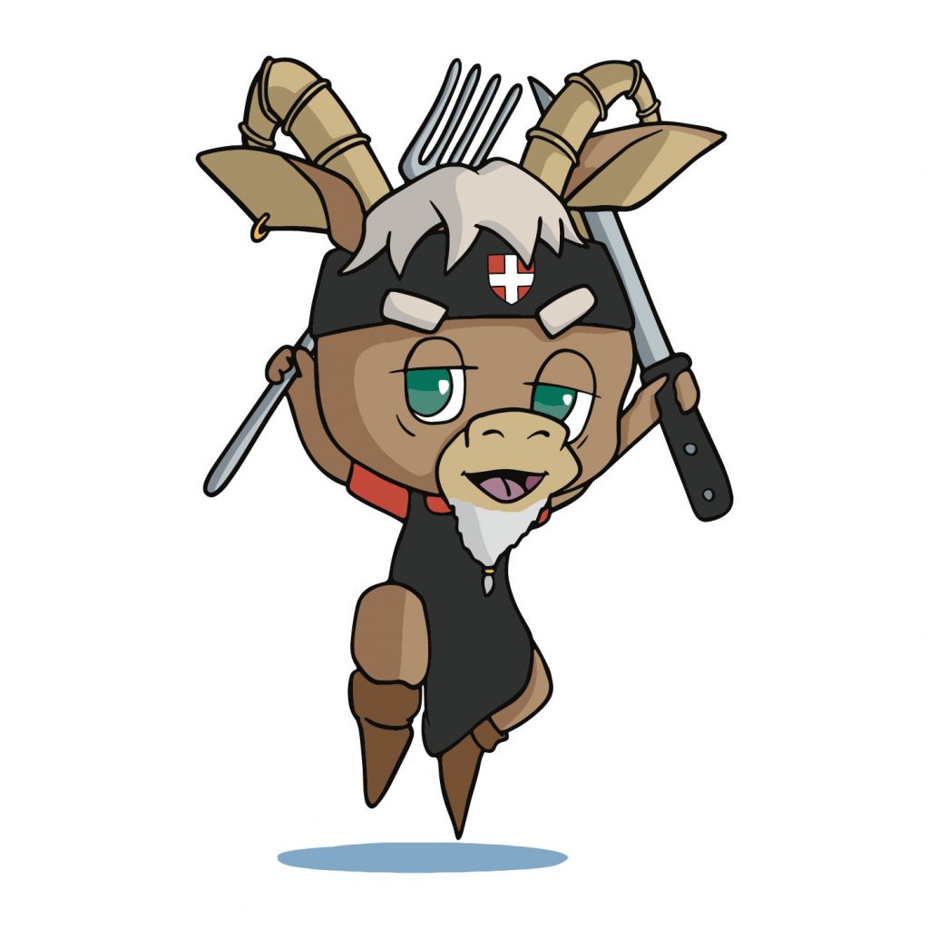 Personnage de bouquetin illustré (mascotte)