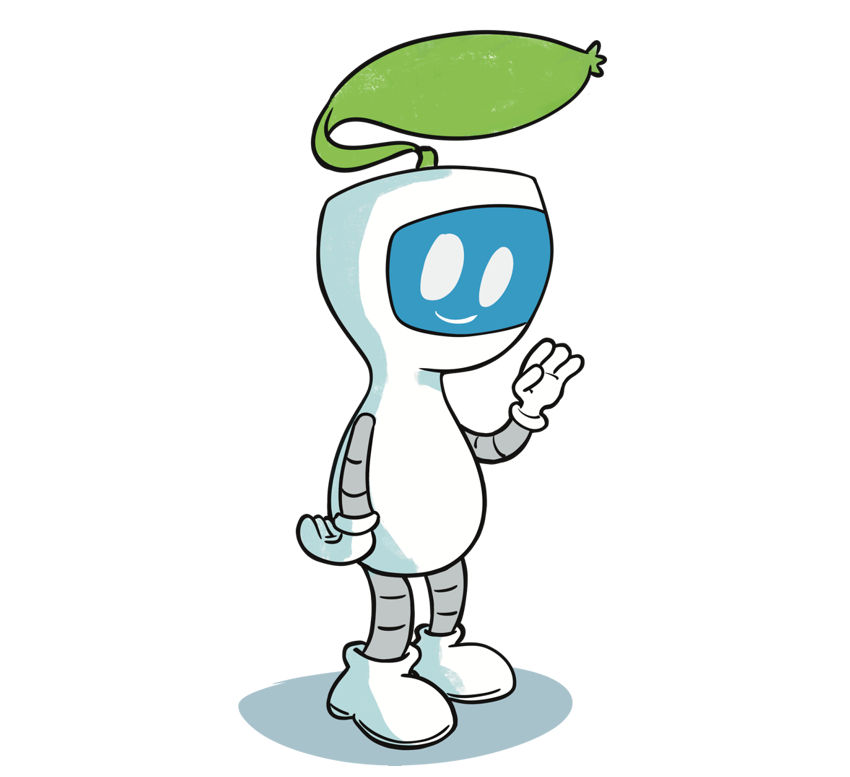 Mascotte robot plante animée - Decarbionix