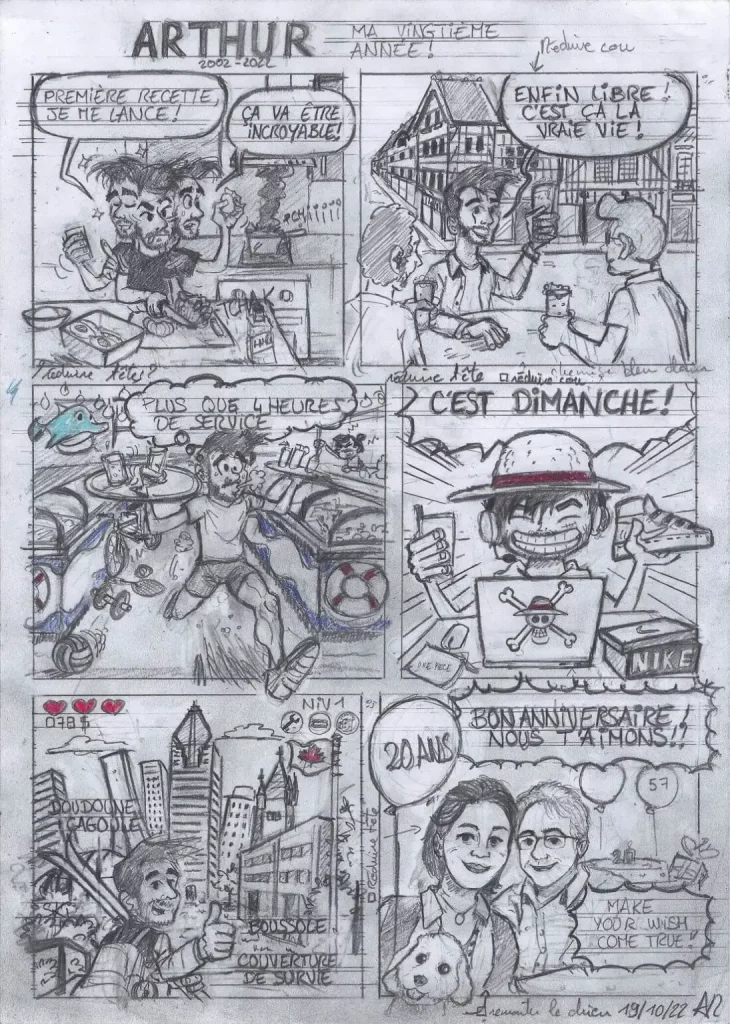 Le crayonné de la palnche de BD ( dessin traditionnel)