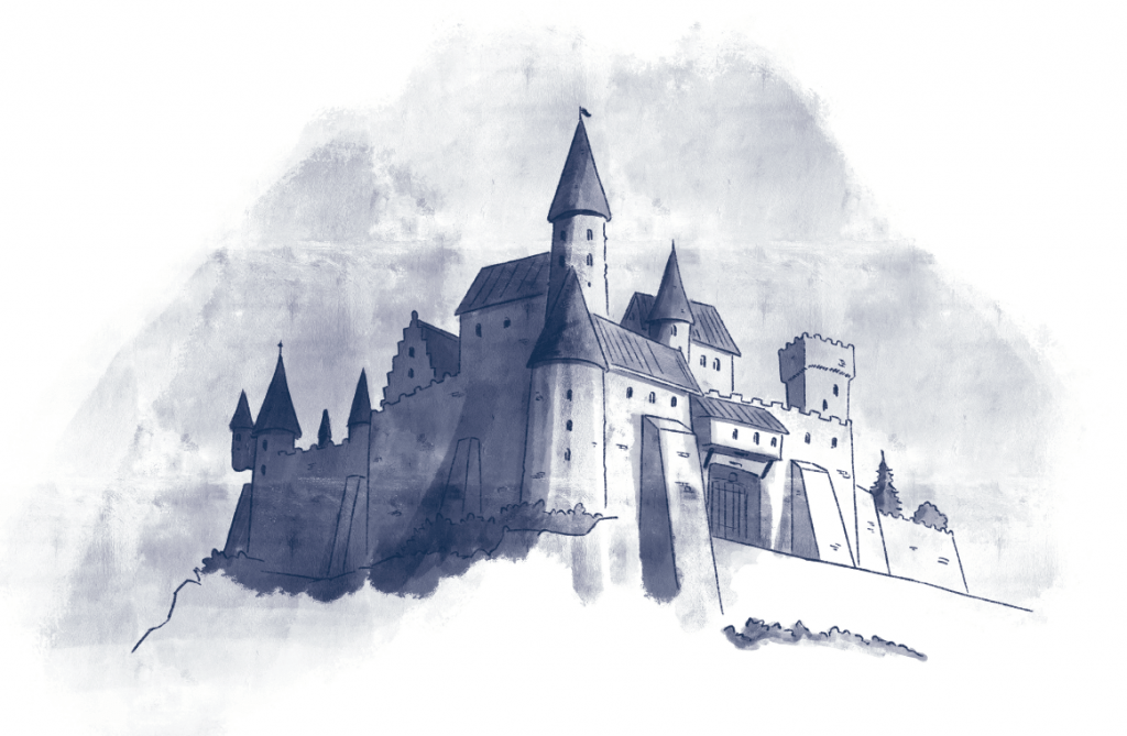 Illustration du  château de Rochefer
extrait du conte : "Les trois prisonniers"